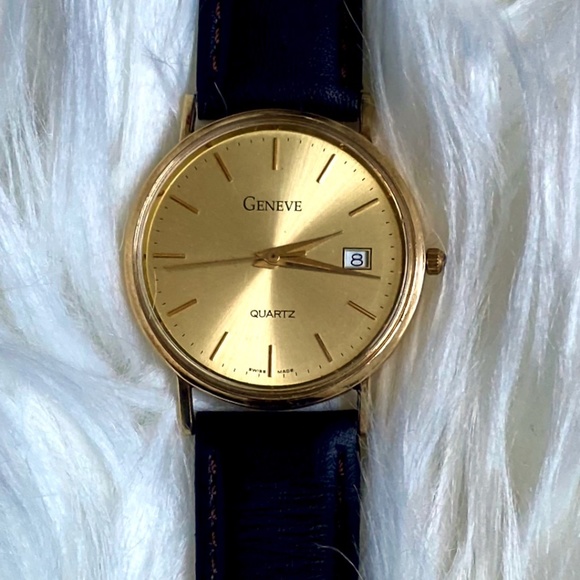 Fine VINTAGE 14K GOLD Geneve Men's Quartz Watch 🌻 - Picture 1 of 8